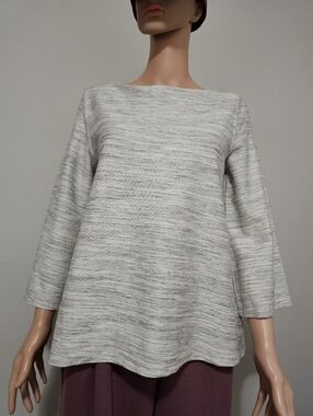Old Navy Heathered Light Gray Boatneck Long-Sleeve Top